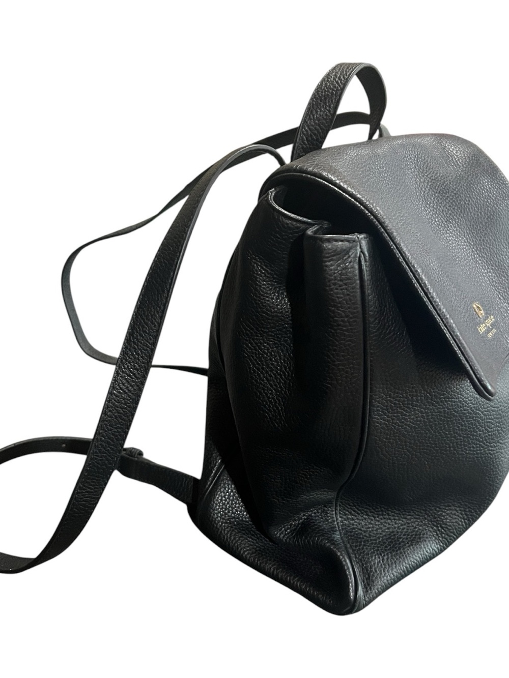 kate spade Black Pebble Leather Logo Backpack